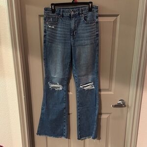 American Eagle Outfitters Flare Distressed Blue Jeans